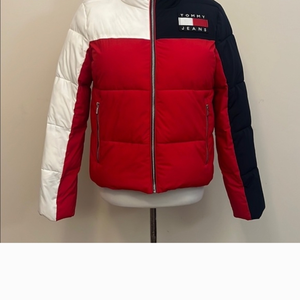 Tommy Hilfiger Red  Blue & White Colorblock Jacket - Small Petite